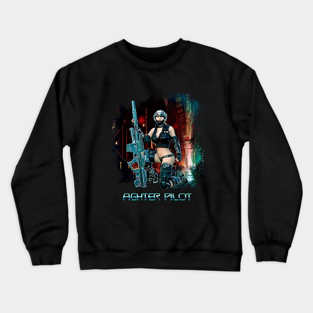 Fighter Pilot Crewneck Sweatshirt by Artwork Simpson